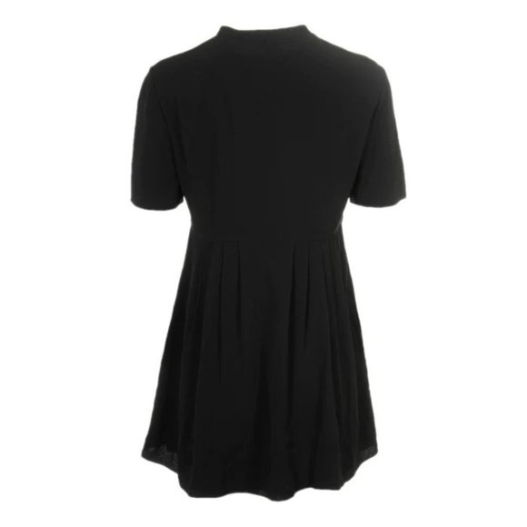 SAINT LAURENT SHORT SLEEVE MINI DRESS WITH BOW TIE AND EMBELLISHED BUTTONS - Picture 2 of 5